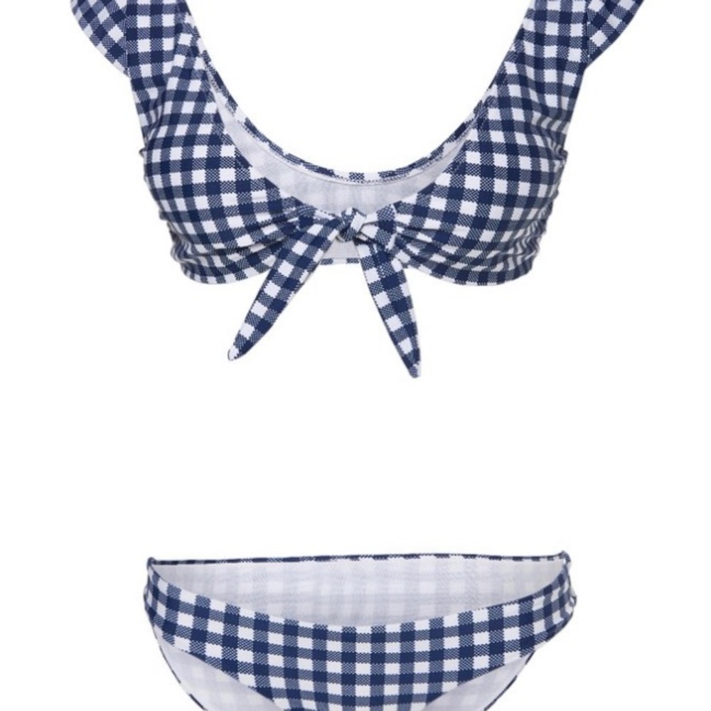 Juicy Couture Blue Check Cap Sleeve Bikini